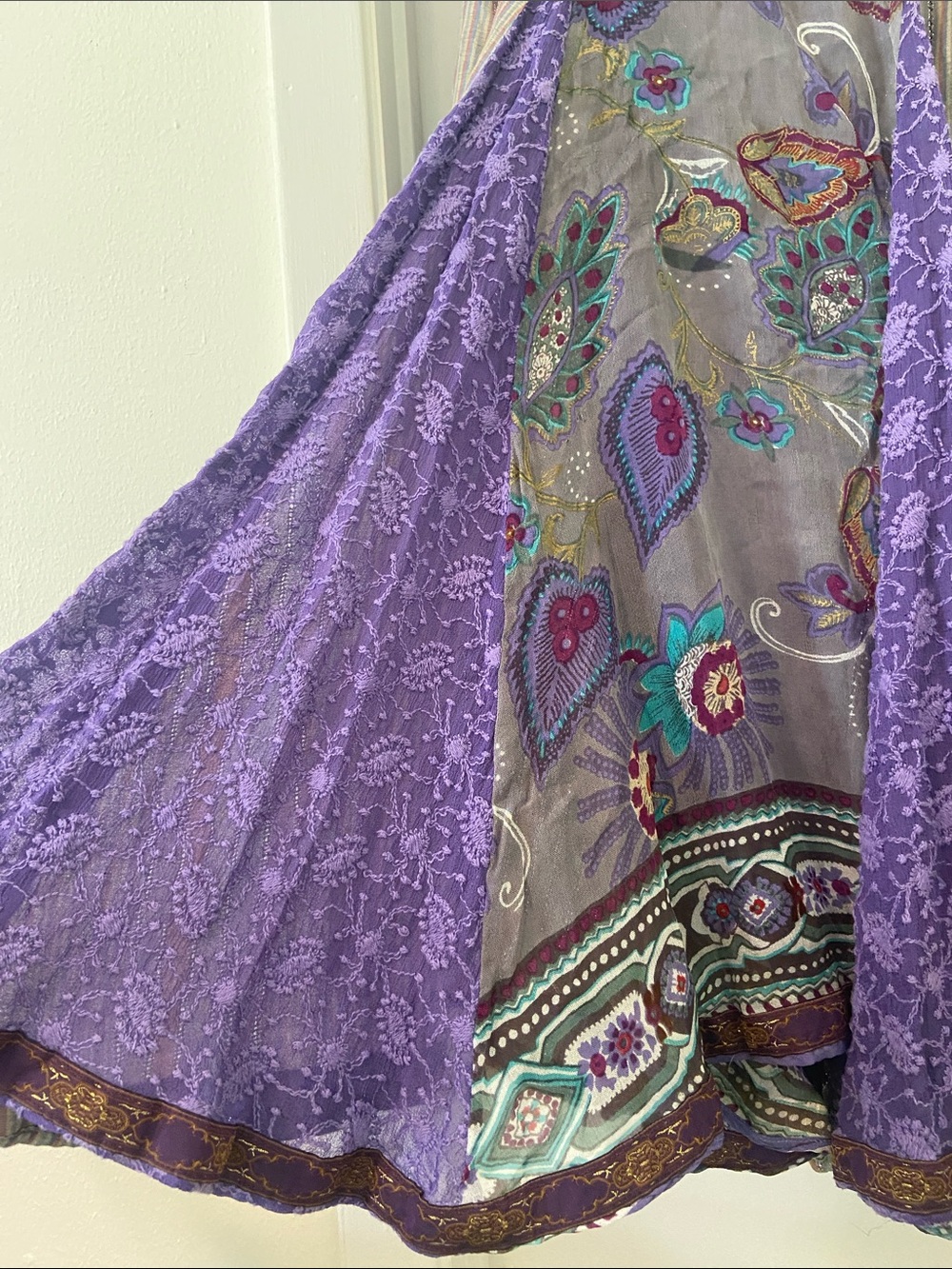 Soft Surroundings size L mixed media mixed print maxi full swing skirt pull on - Picture 3 of 5